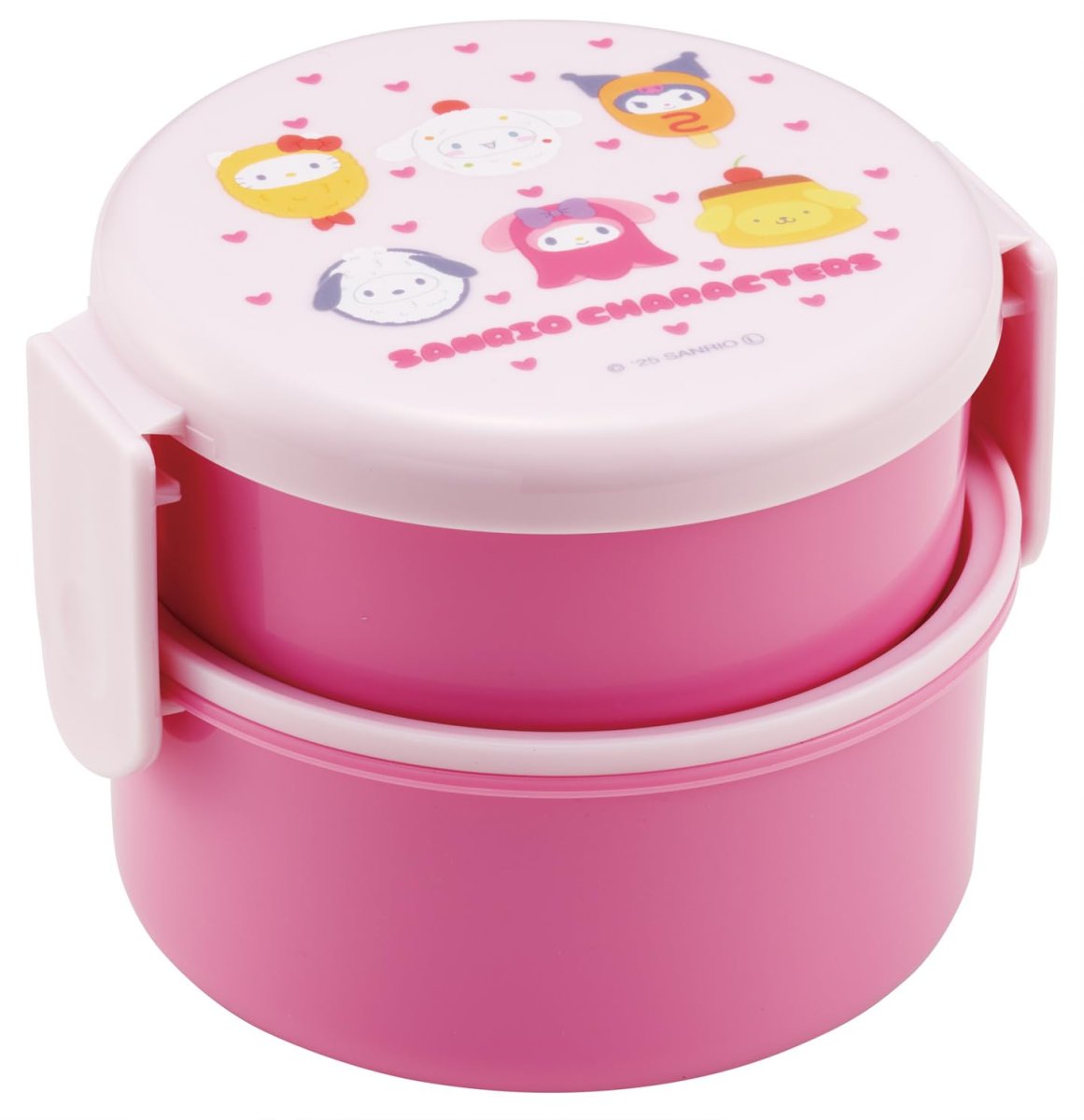 画像1: スケーター（Ｓｋａｔｅｒ） 弁当箱 抗菌 ２段 ランチボックス フォーク付き 丸型 おにぎり ケース ５００ｍｌ 日本製 レンジ対応 サンリオ オールスターズ なりきり食べ物 ＯＮＷＲ１ＡＧ?Ａ (1)