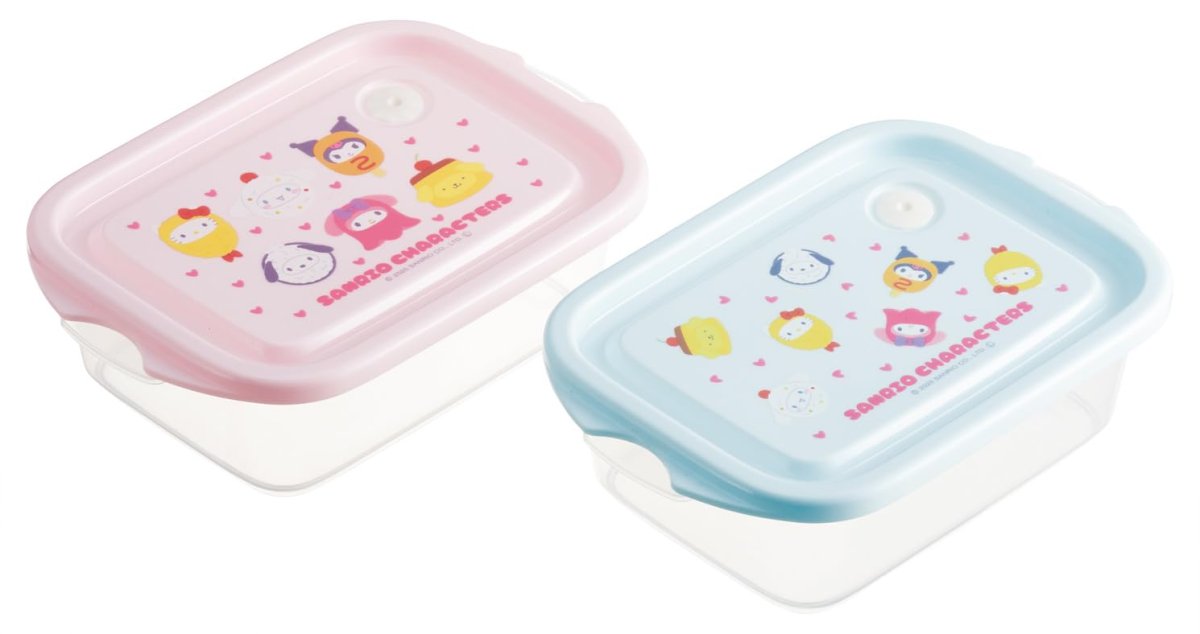 画像1: スケーター（Ｓｋａｔｅｒ） シールボックス 抗菌 保存 容器 ２個入 ５００ｍｌ 日本製 スタッキング サンリオ キャラクターズ なりきり食べ物 ＦＣＮ２ＷＡＧ?Ａ (1)