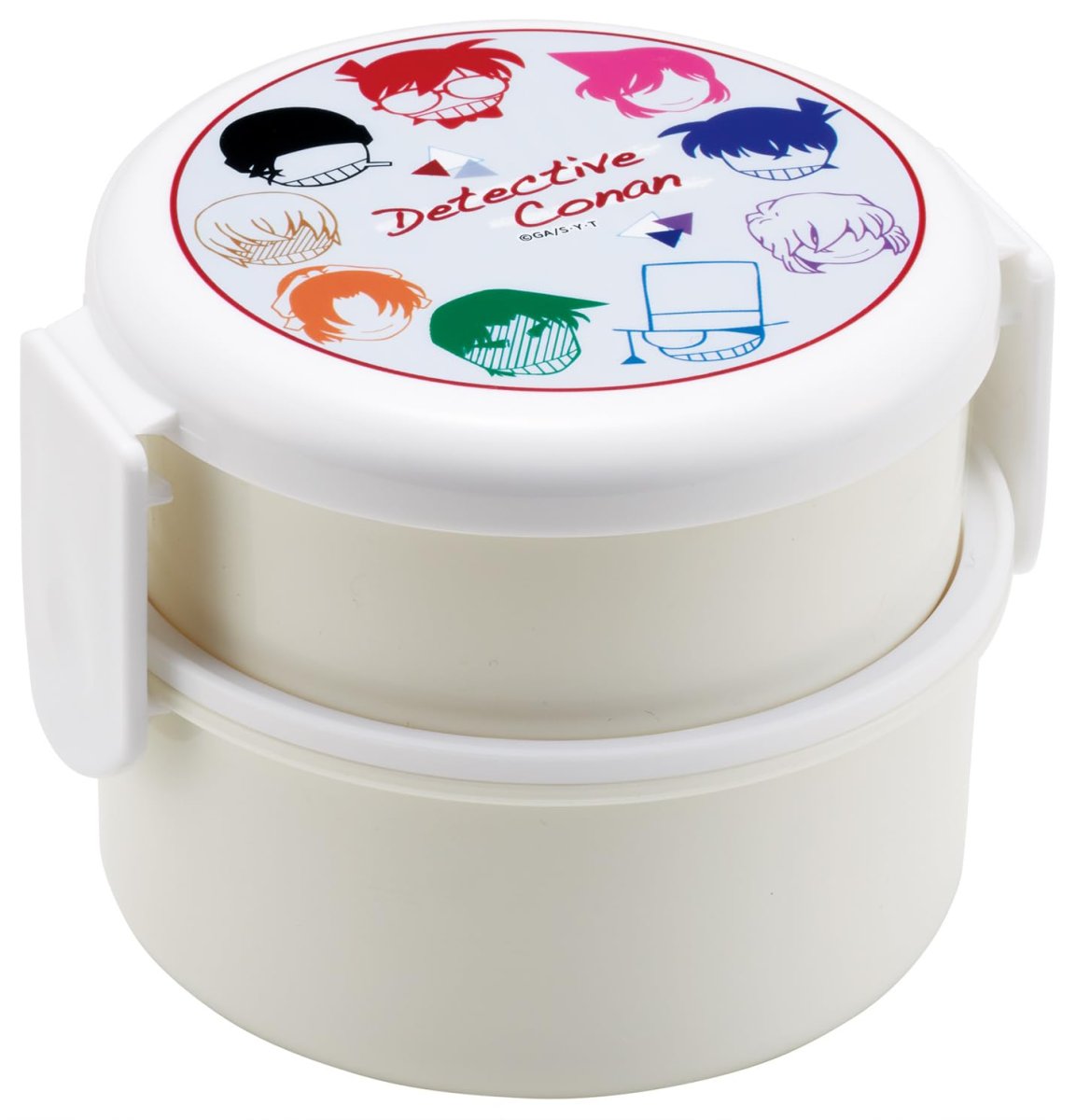 画像1: スケーター（Ｓｋａｔｅｒ） 弁当箱 丸型 ランチボックス ５００ｍｌ ２段 フォーク付 日本製 名探偵コナン 男の子 女の子 ＯＮＷＲ１?Ａ (1)