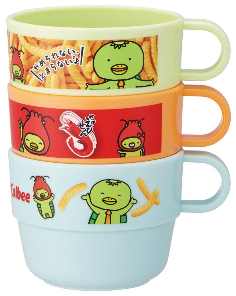 画像1: スケーター（Ｓｋａｔｅｒ） 子供用 コップ ２２０ｍｌ ３個セット 日本製 お菓子シリーズ かっぱえびせん ＫＳ３１?Ａ (1)