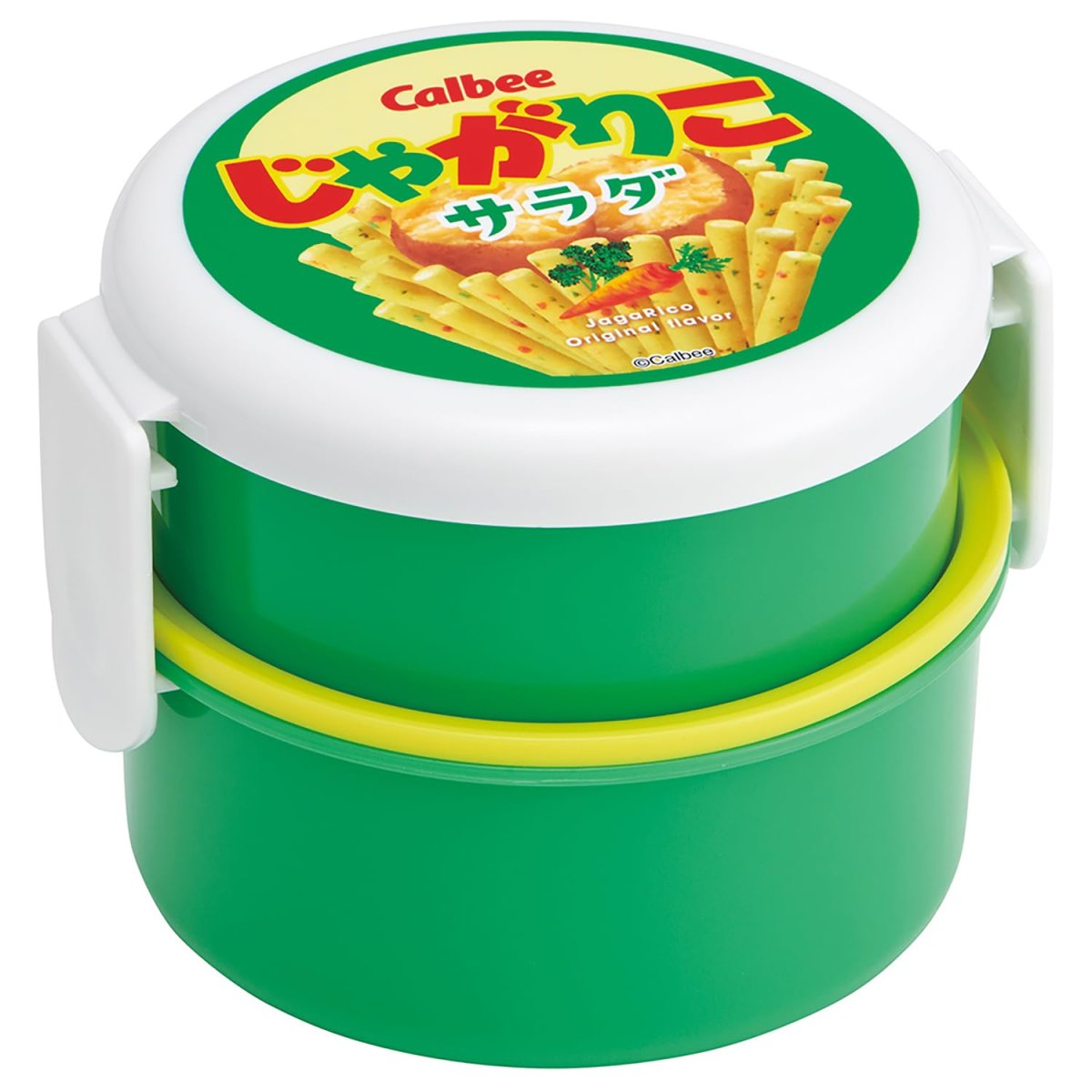 画像1: スケーター（Ｓｋａｔｅｒ） 弁当箱 丸型 ランチボックス ５００ｍｌ ２段 フォーク付 日本製 お菓子シリーズ じゃがりこ サラダ ＯＮＷＲ１?Ａ (1)