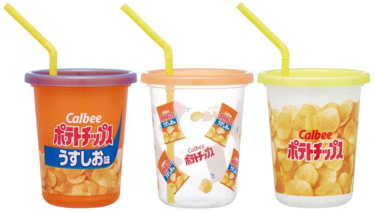 画像1: スケーター（Ｓｋａｔｅｒ） ストロー付き タンブラー ３個セット ３２０ｍｌ 日本製 お菓子シリーズ ポテトチップス うすしお味 ＳＩＨ３ＳＴ?Ａ (1)