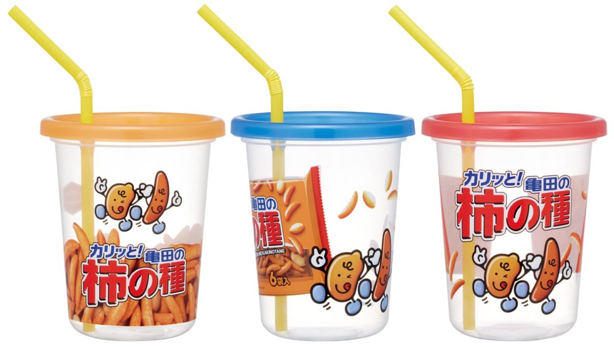 画像1: スケーター（Ｓｋａｔｅｒ） ストロー付き タンブラー ３個セット ３２０ｍｌ 日本製 お菓子シリーズ 亀田の柿の種 ＳＩＨ３ＳＴ?Ａ (1)