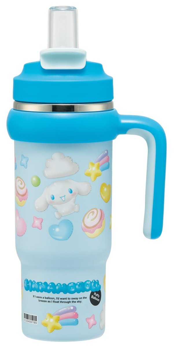 画像1: スケーター（Ｓｋａｔｅｒ） ストロータンブラー ８３０ｍｌ 保温 保冷 ハンドル付 ２ＷＡＹ 直飲み サンリオ シナモロール ぷっくりバルーン ＳＴＳＴＢ９?Ａ (1)