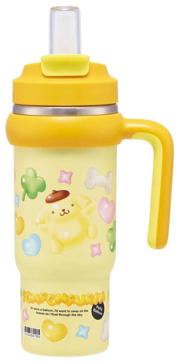 画像1: スケーター（Ｓｋａｔｅｒ） ストロータンブラー ８３０ｍｌ 保温 保冷 ハンドル付 ２ＷＡＹ 直飲み サンリオ ポムポムプリン ぷっくりバルーン ＳＴＳＴＢ９?Ａ (1)