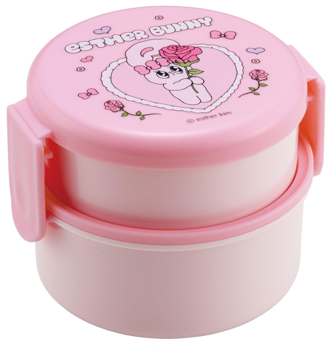 画像1: スケーター（Ｓｋａｔｅｒ） 弁当箱 丸型 ランチボックス ５００ｍｌ ２段 フォーク付 日本製 エスターバニー ＯＮＷＲ１?Ａ (1)