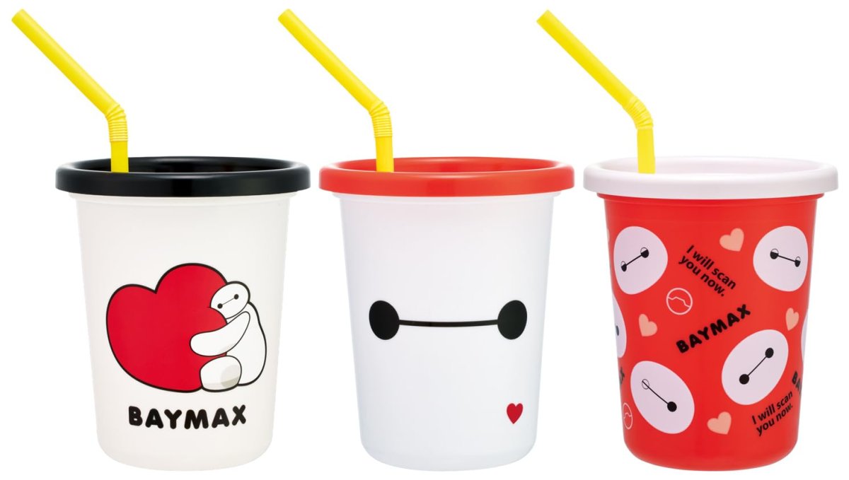 画像1: スケーター（Ｓｋａｔｅｒ） ストロー付 タンブラー ３２０ｍｌ ３個 セット 日本製 ディズニー ベイマックス ＳＩＨ３ＳＴ?Ａ (1)