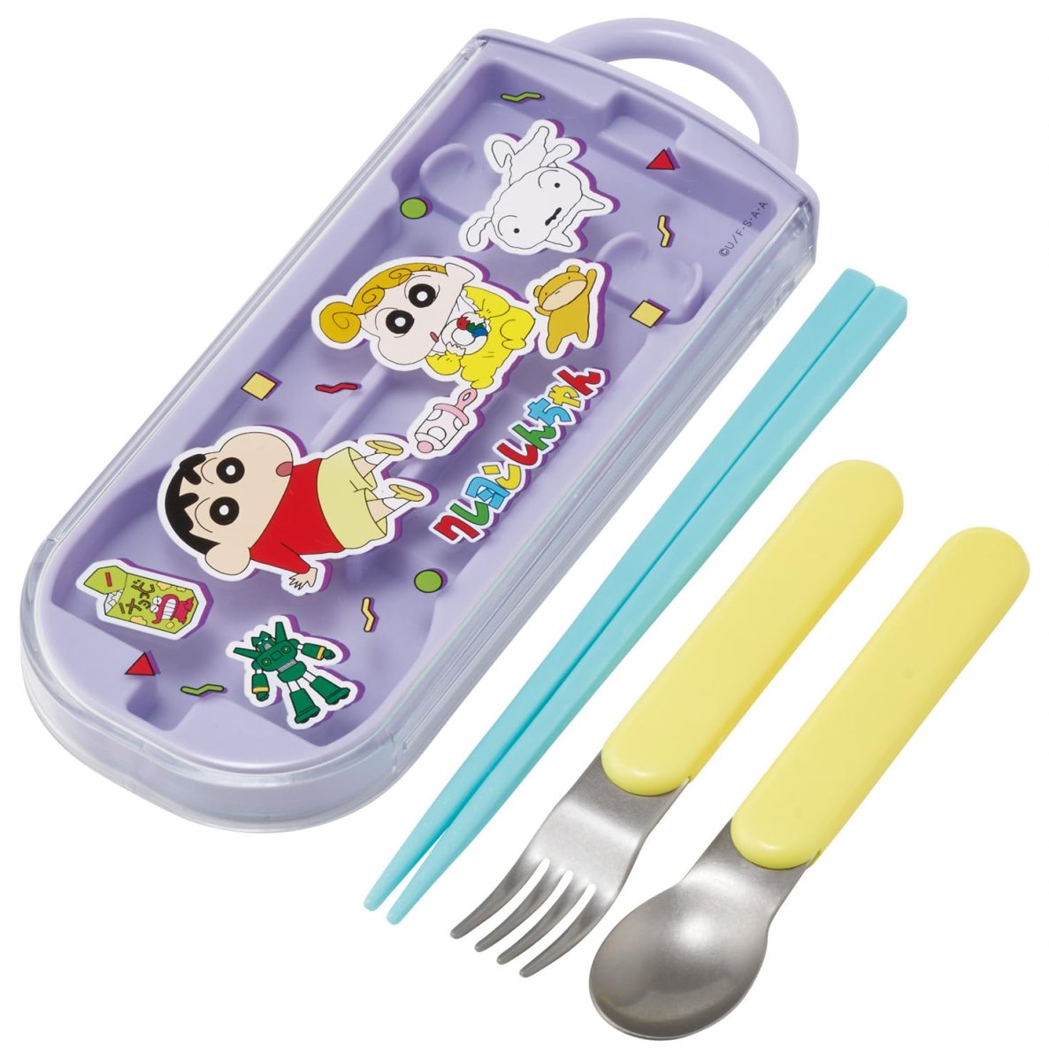 画像1: スケーター（Ｓｋａｔｅｒ） 弁当用箸 子供用 トリオセット 箸 スプーン フォーク １６．５ｃｍ クレヨンしんちゃん ２６ 男の子 女の子 ＴＡＣＣ２?Ａ (1)