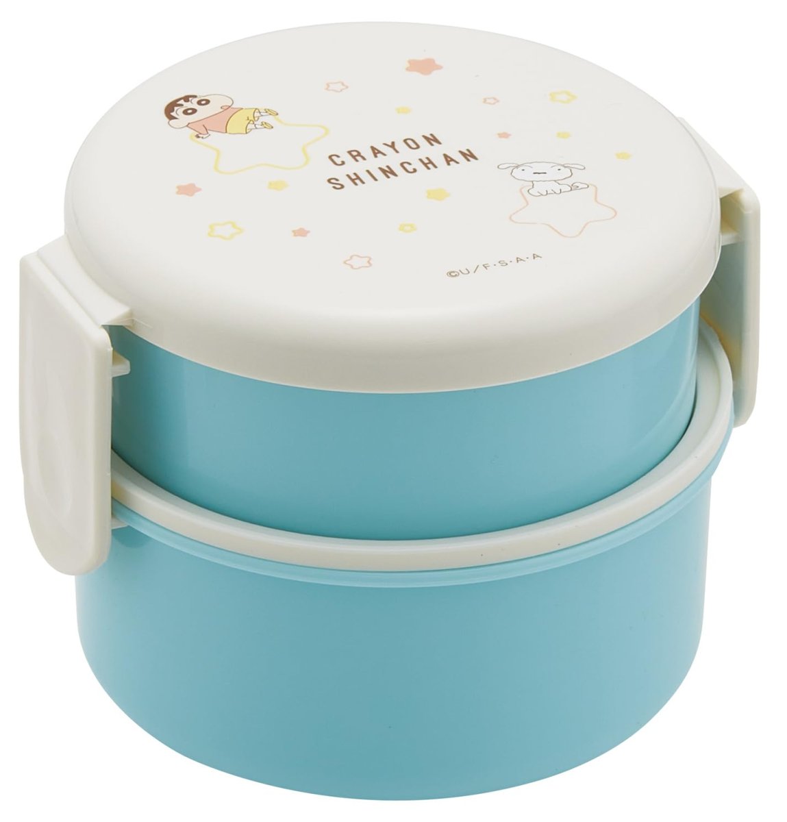 画像1: スケーター（Ｓｋａｔｅｒ） 弁当箱 丸型 ランチボックス ５００ｍｌ ２段 フォーク付 日本製 クレヨンしんちゃん パステルスター ＯＮＷＲ１?Ａ (1)
