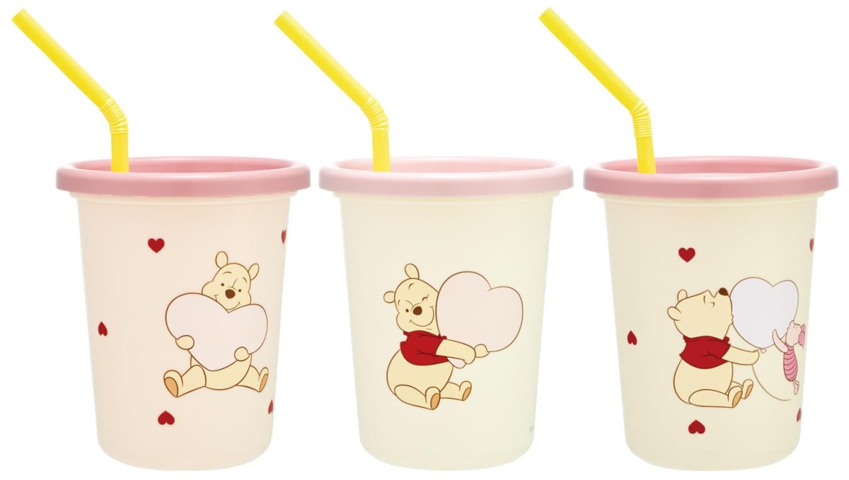 画像1: スケーター（Ｓｋａｔｅｒ） ストロー付 タンブラー ３２０ｍｌ ３個 セット 日本製 ディズニー くまのプーさん ＨＵＧ＆ＨＥＡＲＴ 男の子 女の子 ＳＩＨ３ＳＴ?Ａ (1)