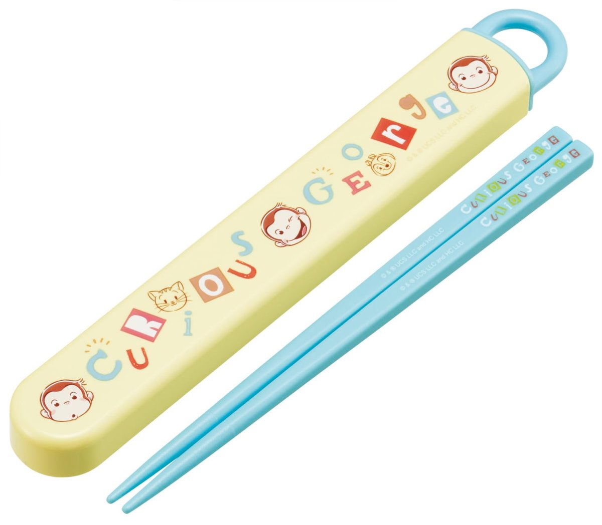 画像1: スケーター（Ｓｋａｔｅｒ） 子供用 箸 箸箱 セット １６．５ｃｍ 日本製 スライド式 おさるのジョージ アルファベット ＡＢＳ２ＡＭ?Ａ (1)