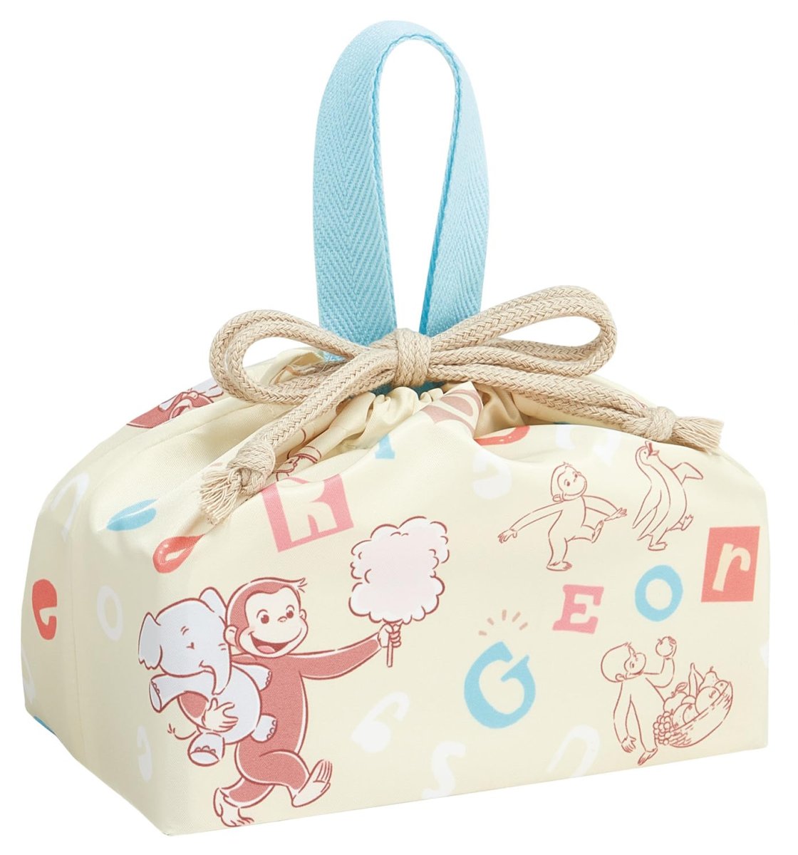 画像1: スケーター（Ｓｋａｔｅｒ） 子供用 お弁当 ランチ巾着 巾着 袋 日本製 おさるのジョージ アルファベット ＫＢ７ＳＮ?Ａ (1)