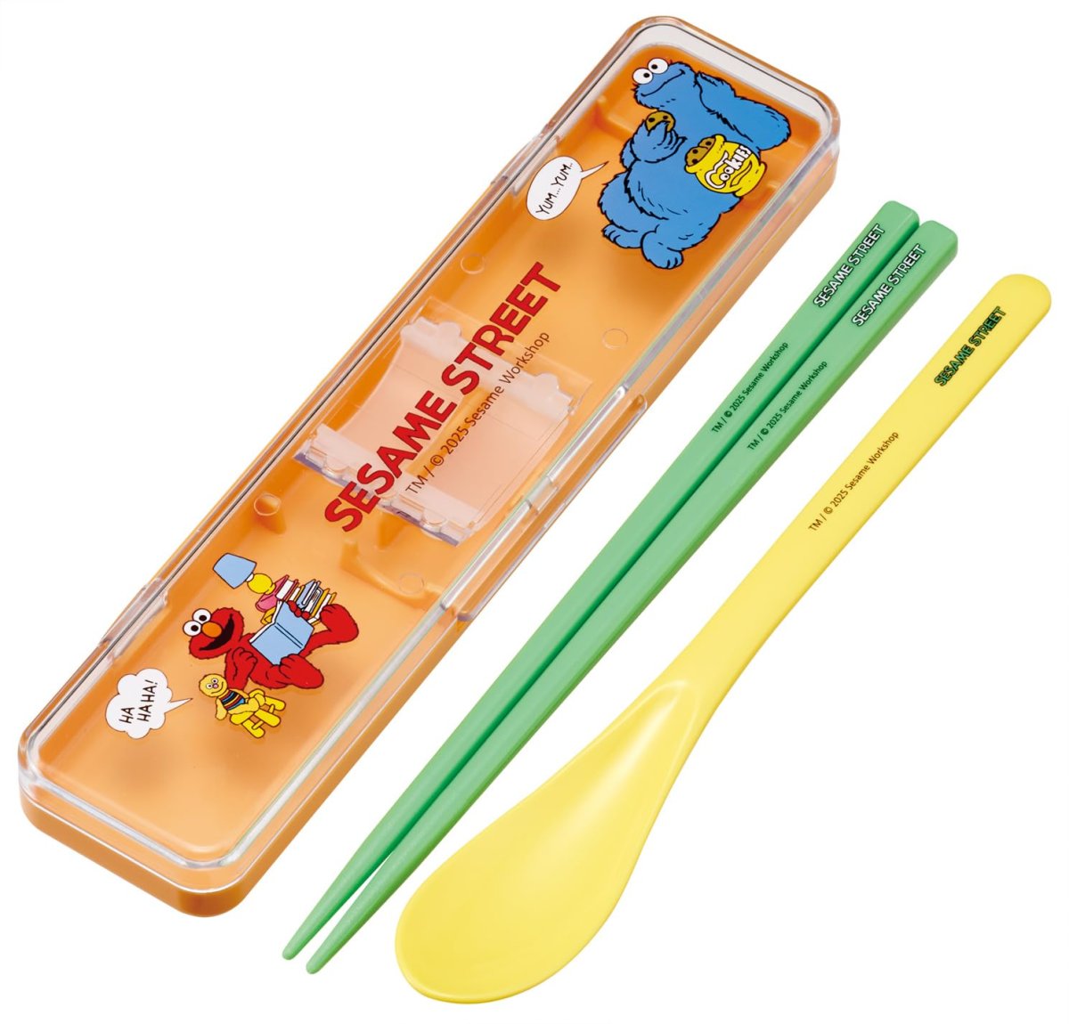 画像1: スケーター（Ｓｋａｔｅｒ） 箸 スプーン セット 弁当 大人用 コンビセット １８ｃｍ カチャカチャ鳴らない 日本製 セサミストリート ＰＯＰ エルモ×クッキーモンスター ＣＣＳ３ＳＡ?Ａ (1)