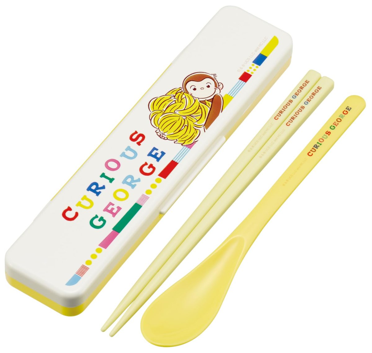 画像1: スケーター（Ｓｋａｔｅｒ） コンビセット 箸 スプーン セット １８ｃｍ 日本製 おさるのジョージ ブロック ＣＣＳ３ＳＡ?Ａ (1)