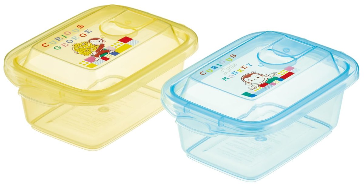 画像1: スケーター（Ｓｋａｔｅｒ） エアーバブル ふわっと 保存容器 シール容器 ３００ｍｌ ２個 セット おさるのジョージ ブロック ＦＣＮＦ１Ｗ?Ａ (1)