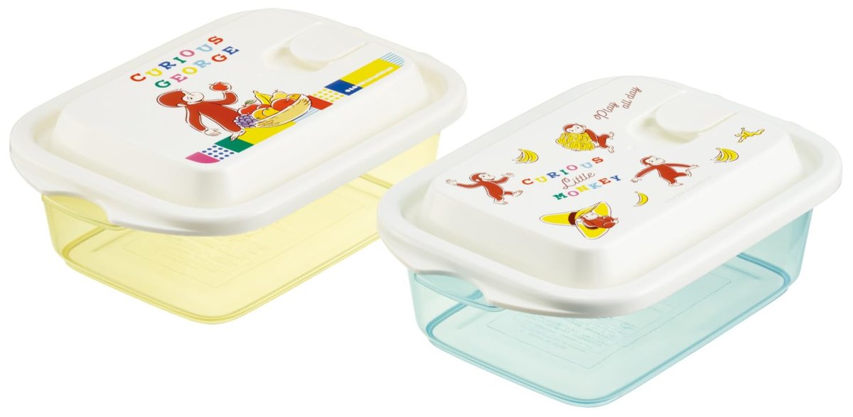 画像1: スケーター（Ｓｋａｔｅｒ） エアーバブル ふわっと 保存容器 シール容器 ５００ｍｌ ２個 セット おさるのジョージ ブロック ＦＣＮＦ２Ｗ?Ａ (1)