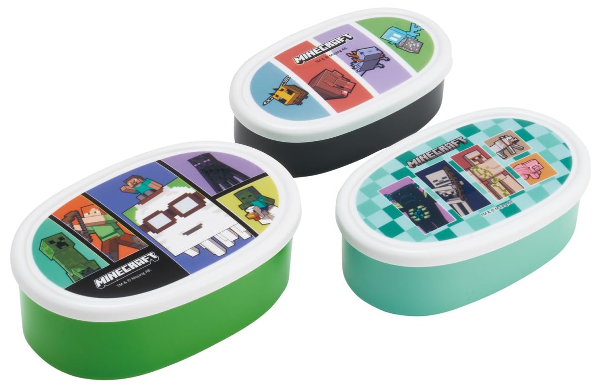 画像1: スケーター（Ｓｋａｔｅｒ） 弁当箱 ランチボックス シール容器 保存容器 ３個セット 日本製 マインクラフト Ｍｉｎｅｃｒａｆｔ ２６ 男の子 ＳＲＳ３Ｓ?Ａ (1)
