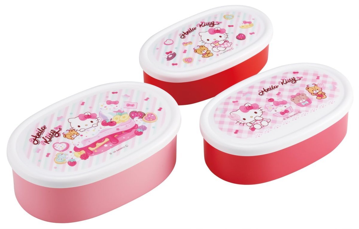 画像1: スケーター（Ｓｋａｔｅｒ） 弁当箱 ランチボックス シール容器 保存容器 ３個セット 日本製 サンリオ ハローキティ Ｆａｎｃｙ Ｓｎａｃｋｓ Ｗｅｅｔｓ 女の子 ＳＲＳ３Ｓ?Ａ (1)