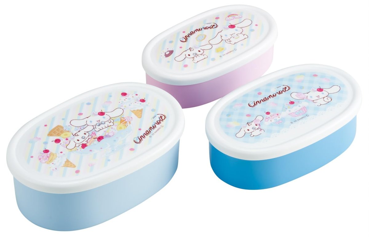 画像1: スケーター（Ｓｋａｔｅｒ） 弁当箱 ランチボックス シール容器 保存容器 ３個セット 日本製 サンリオ シナモロール Ｆａｎｃｙ Ｓｎａｃｋｓ Ｗｅｅｔｓ 女の子 ＳＲＳ３Ｓ?Ａ (1)