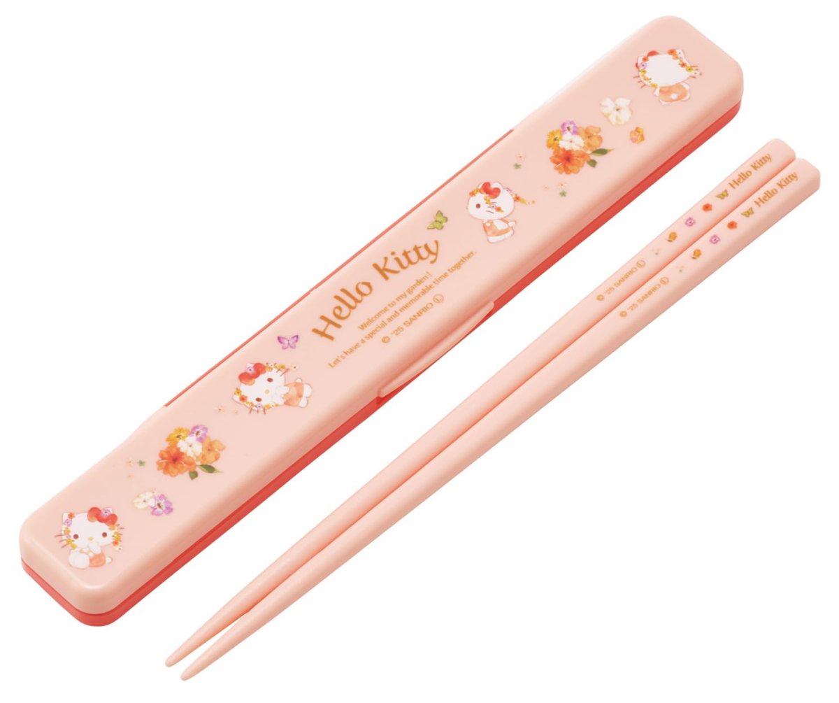 画像1: スケーター（Ｓｋａｔｅｒ） 箸 箸箱 セット １８ｃｍ 大人用 日本製 サンリオ ハローキティ パステルビビットな水彩花柄 女の子 ＡＢＣ３?Ａ (1)