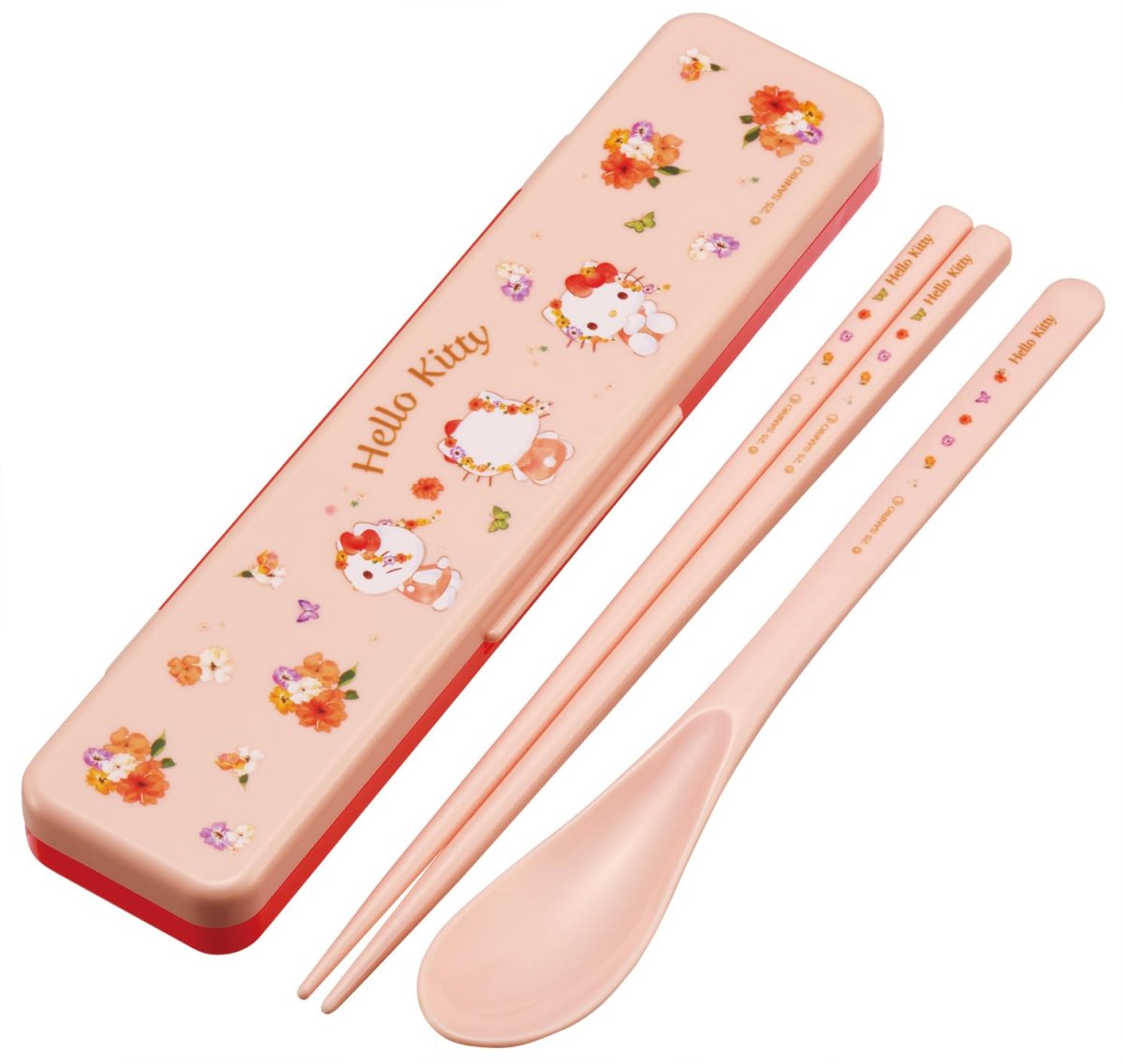 画像1: スケーター（Ｓｋａｔｅｒ） 箸 スプーン セット 弁当 大人用 コンビセット １８ｃｍ カチャカチャ鳴らない 日本製 サンリオ ハローキティ パステルビビットな水彩花柄 女の子 ＣＣＳ３ＳＡ?Ａ (1)