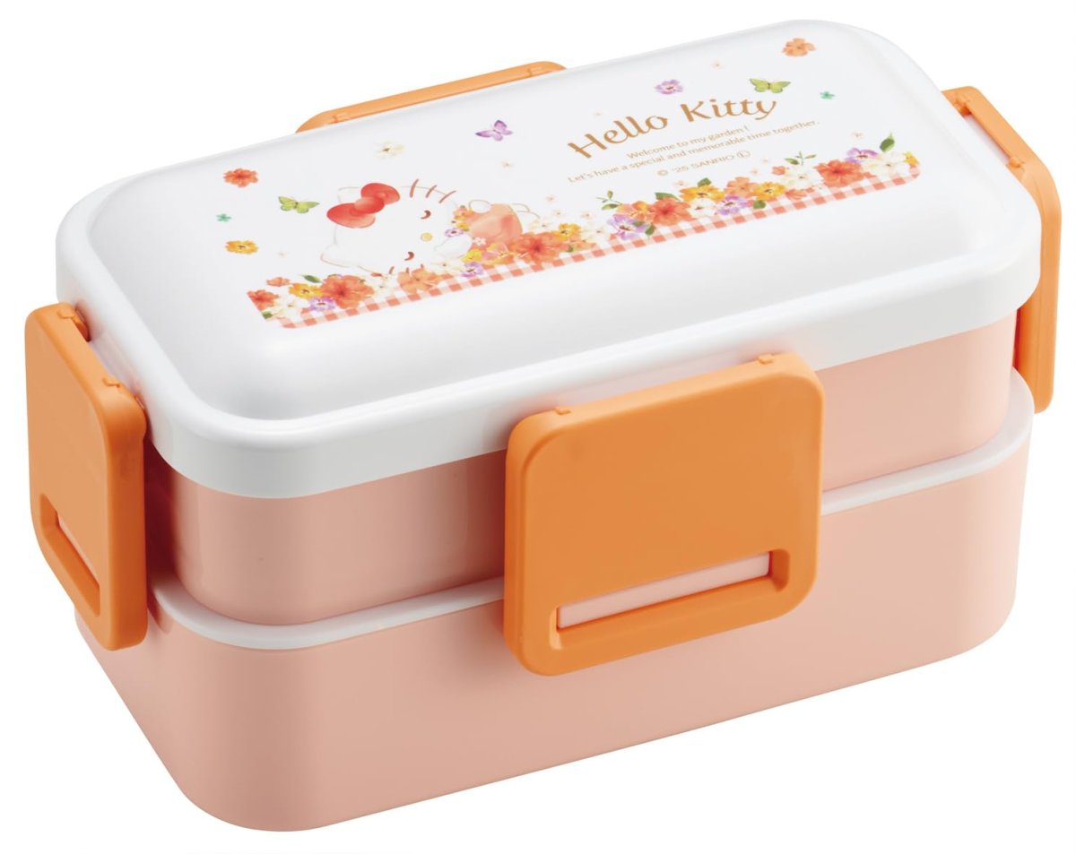 画像1: スケーター（ｓｋａｔｅｒ） 弁当箱 ふわっと盛れる ランチボックス ２段 ６００ｍｌ 日本製 サンリオ ハローキティ パステルビビットな水彩花柄 女の子 ＰＦＬＷ４?Ａ (1)