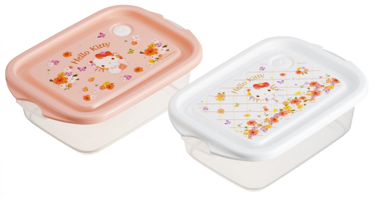 画像1: スケーター（Ｓｋａｔｅｒ） シール容器 ５００ｍｌ 日本製 ２個 セット サンリオ ハローキティ パステルビビットな水彩花柄 女の子 ＦＣＮ２Ｗ?Ａ (1)