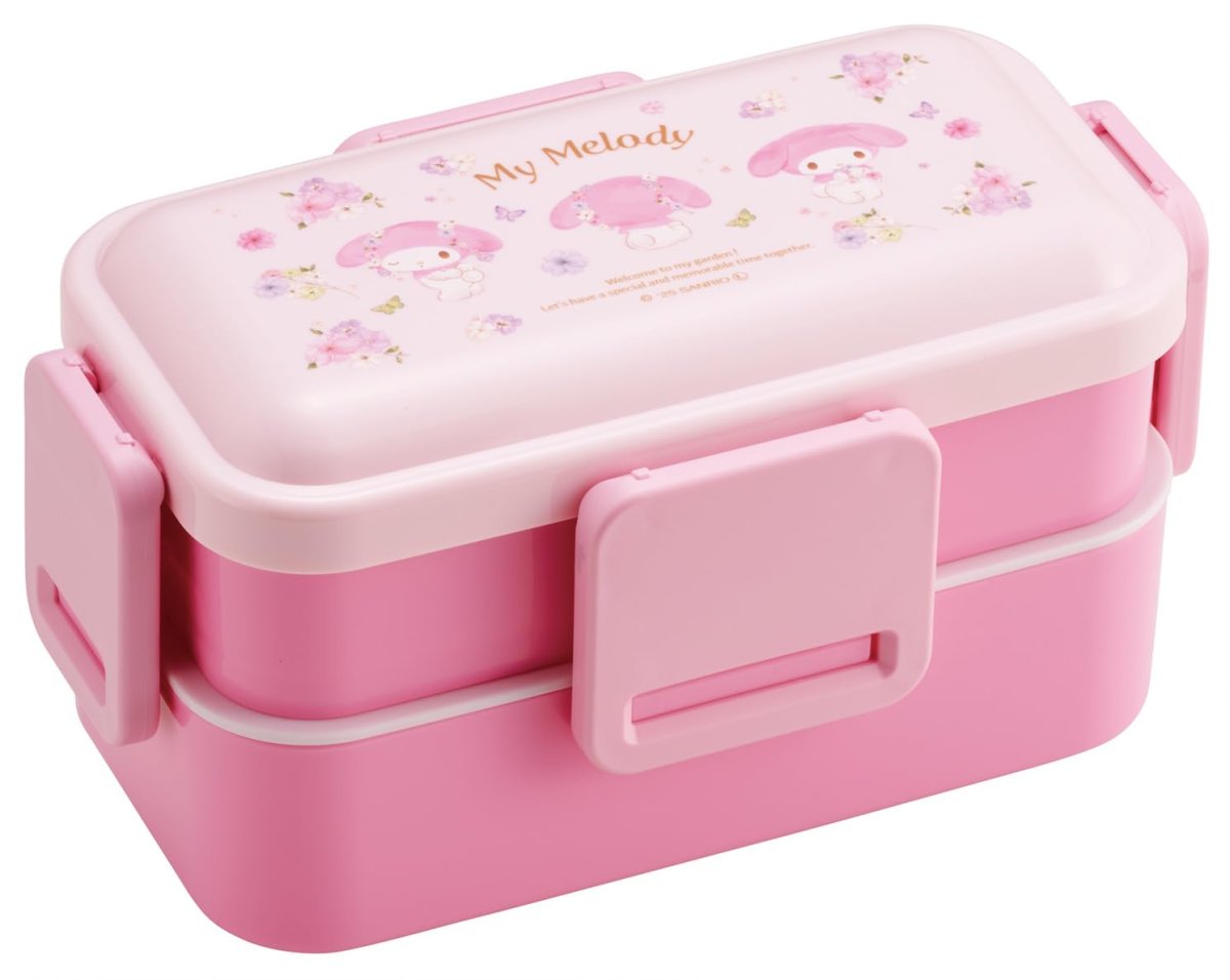 画像1: スケーター（ｓｋａｔｅｒ） 弁当箱 ふわっと盛れる ランチボックス ２段 ６００ｍｌ 日本製 サンリオ マイメロディ パステルビビットな水彩花柄 女の子 ＰＦＬＷ４?Ａ (1)