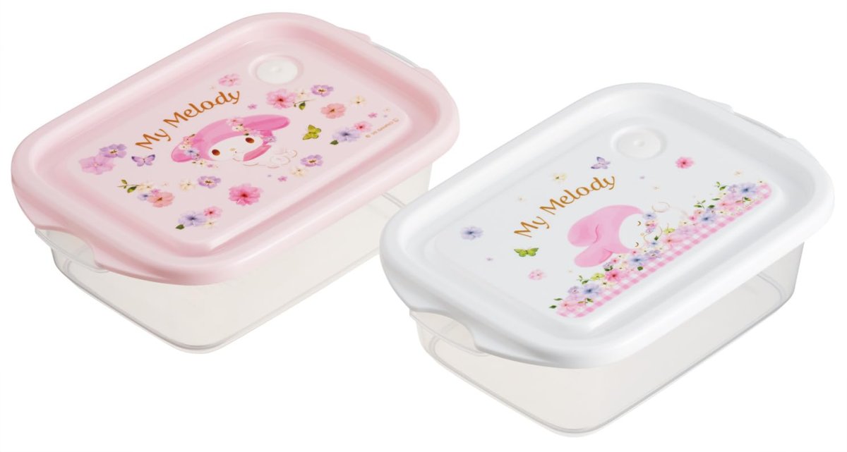 画像1: スケーター（Ｓｋａｔｅｒ） シール容器 ５００ｍｌ 日本製 ２個 セット サンリオ マイメロディ パステルビビットな水彩花柄 女の子 ＦＣＮ２Ｗ?Ａ (1)