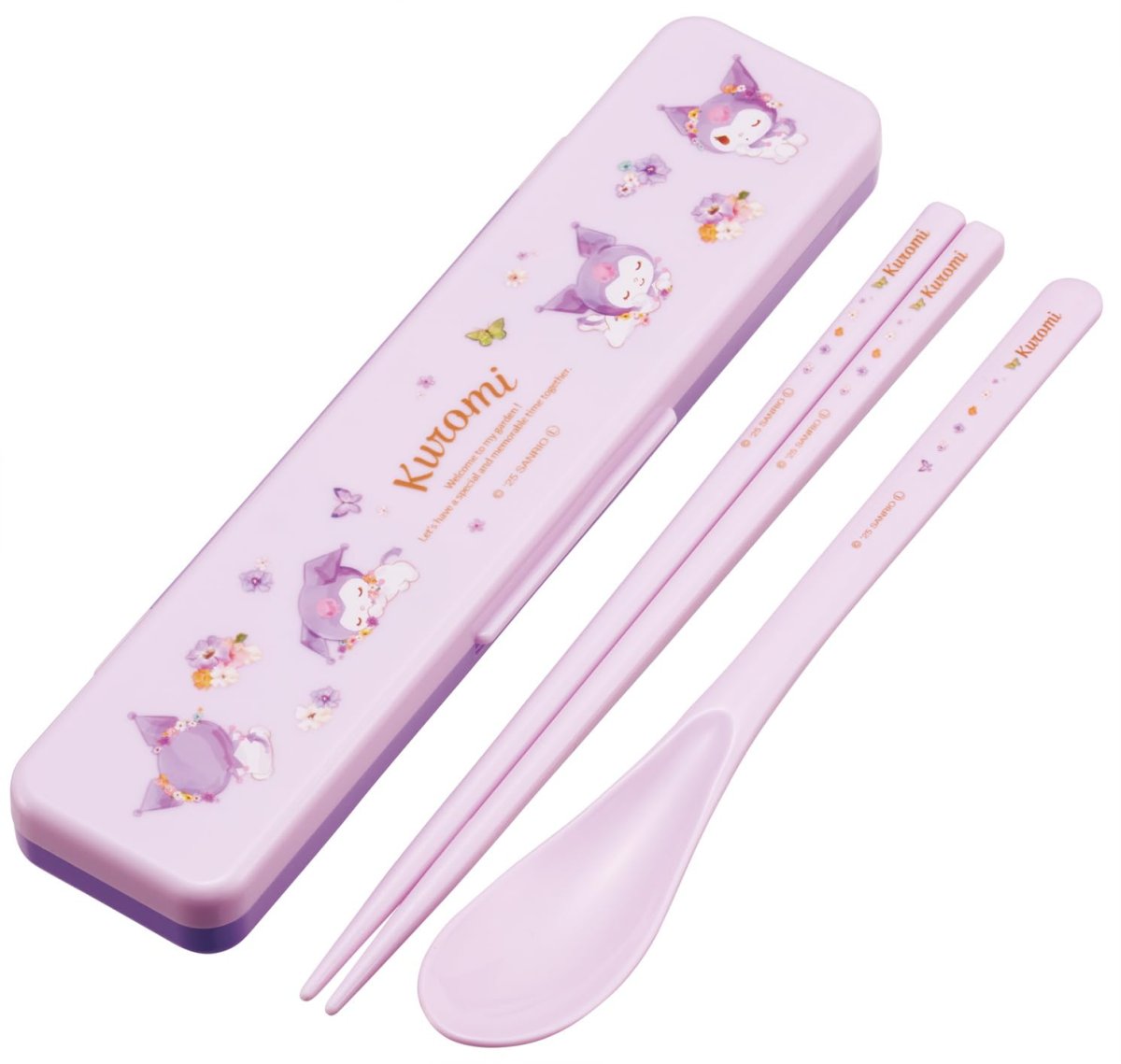 画像1: スケーター（Ｓｋａｔｅｒ） 箸 スプーン セット 弁当 大人用 コンビセット １８ｃｍ カチャカチャ鳴らない 日本製 サンリオ クロミ パステルビビットな水彩花柄 女の子 ＣＣＳ３ＳＡ?Ａ (1)