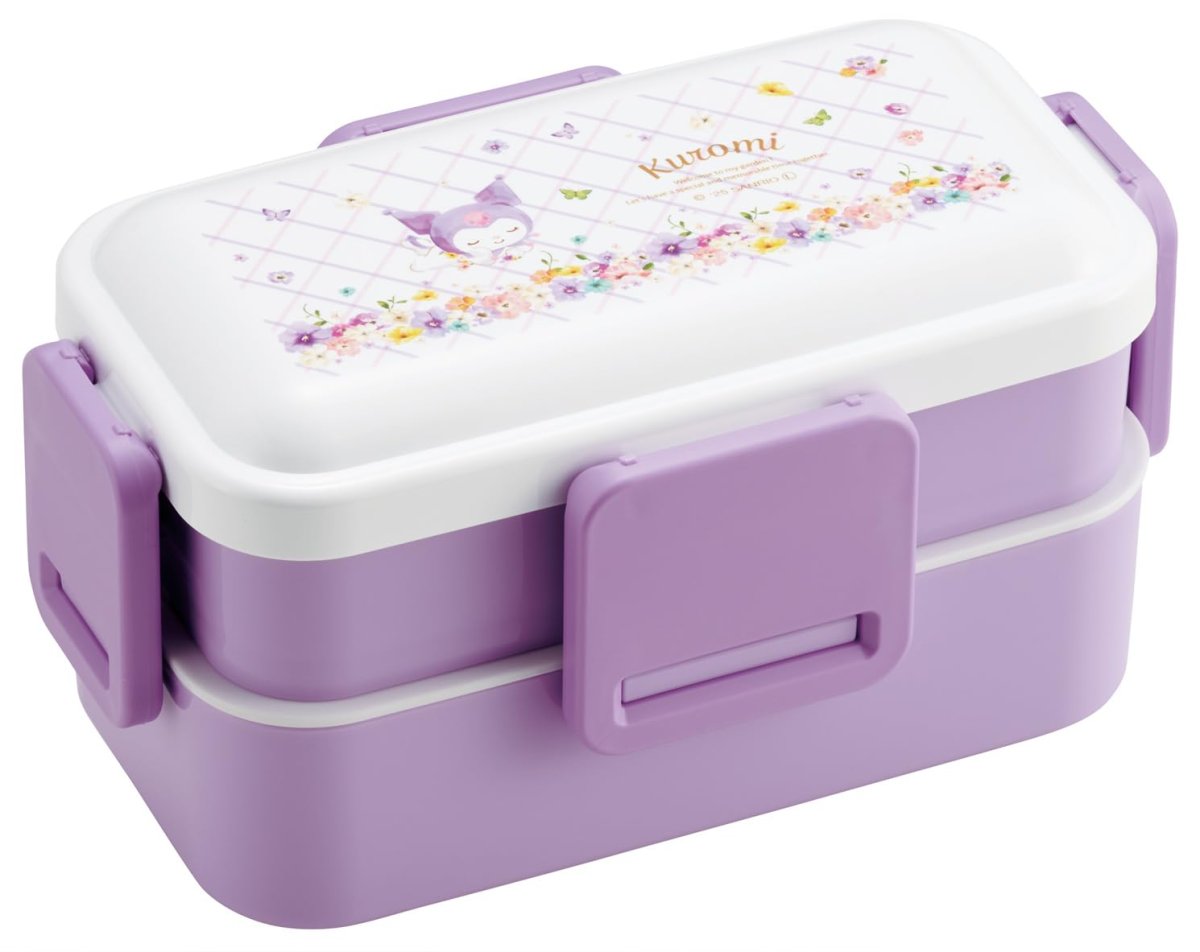 画像1: スケーター（ｓｋａｔｅｒ） 弁当箱 ふわっと盛れる ランチボックス ２段 ６００ｍｌ 日本製 サンリオ クロミ パステルビビットな水彩花柄 女の子 ＰＦＬＷ４?Ａ (1)