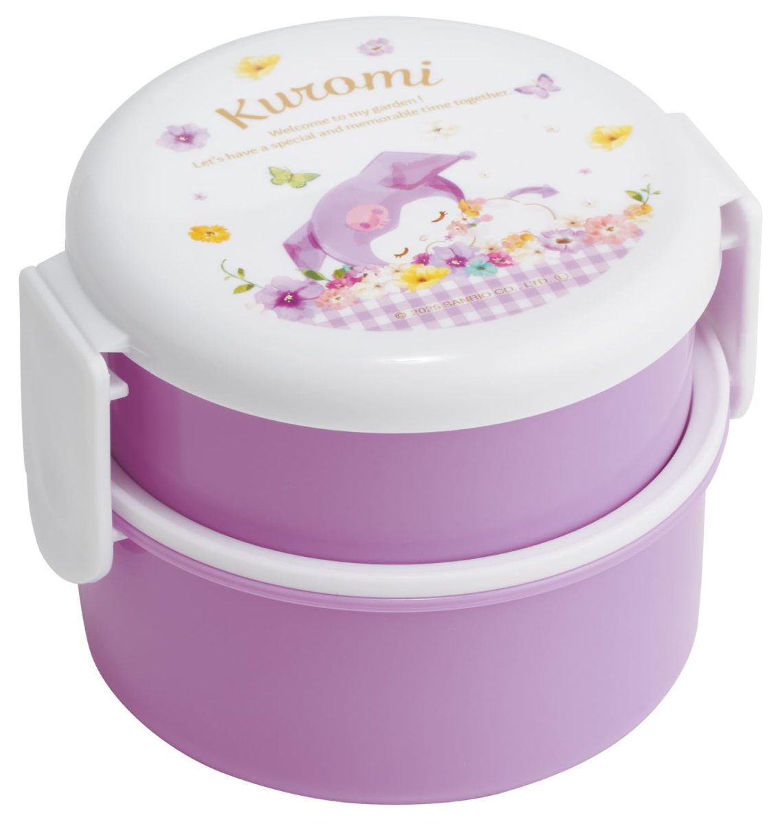 画像1: スケーター（Ｓｋａｔｅｒ） 弁当箱 丸型 ランチボックス ５００ｍｌ ２段 フォーク付 日本製 サンリオ クロミ パステルビビットな水彩花柄 女の子 ＯＮＷＲ１?Ａ (1)