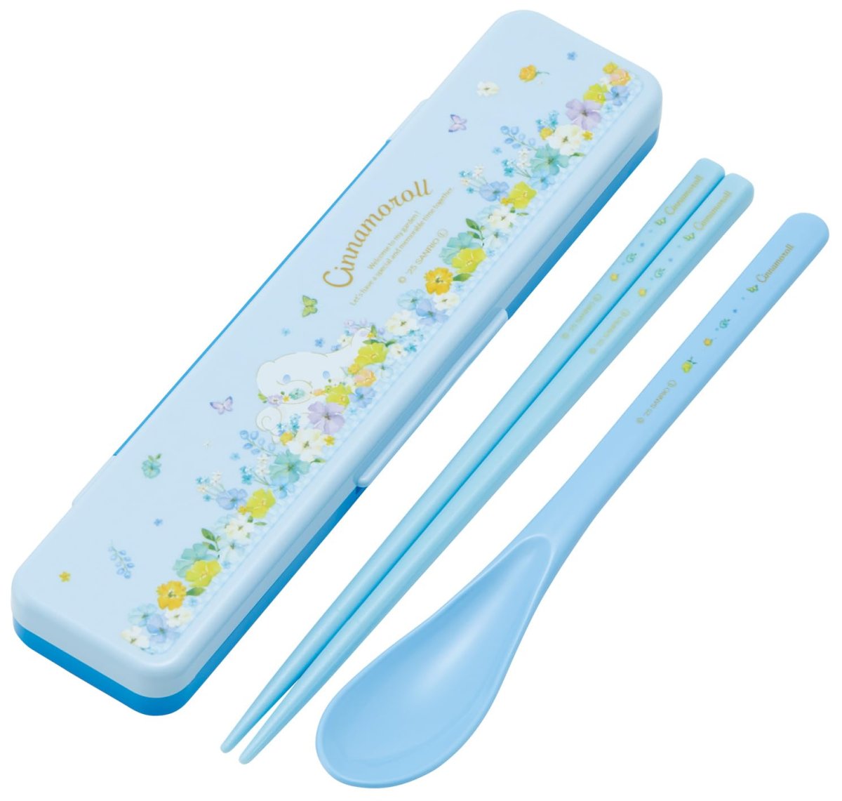 画像1: スケーター（Ｓｋａｔｅｒ） 箸 スプーン セット 弁当 大人用 コンビセット １８ｃｍ カチャカチャ鳴らない 日本製 サンリオ シナモロール パステルビビットな水彩花柄 女の子 ＣＣＳ３ＳＡ?Ａ (1)