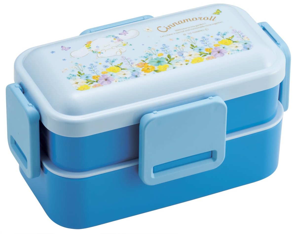 画像1: スケーター（ｓｋａｔｅｒ） 弁当箱 ふわっと盛れる ランチボックス ２段 ６００ｍｌ 日本製 サンリオ シナモロール パステルビビットな水彩花柄 女の子 ＰＦＬＷ４?Ａ (1)