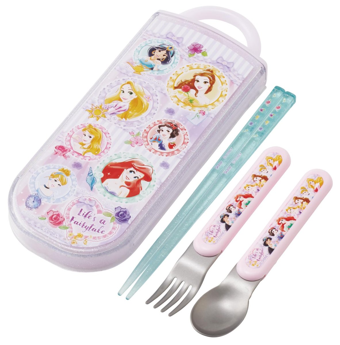 画像1: スケーター（Ｓｋａｔｅｒ） 弁当用箸 子供用 トリオセット 箸 スプーン フォーク １６．５ｃｍ ディズニー プリンセス ２６ 女の子 ＴＡＣＣ２?Ａ (1)