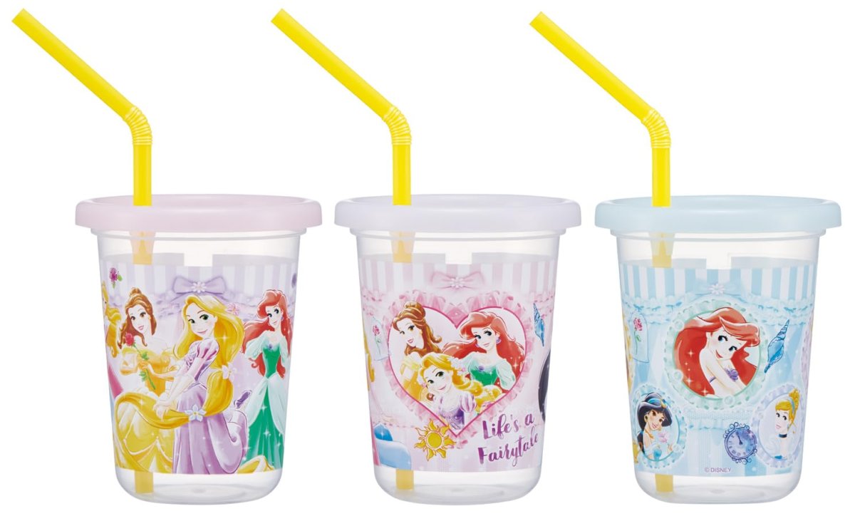 画像1: スケーター（Ｓｋａｔｅｒ） ストロー付 タンブラー ２３０ｍｌ ３個 セット 日本製 ディズニー プリンセス ２６ 女の子 ＳＩＨ２ＳＴ?Ａ (1)