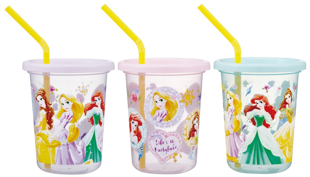 画像1: スケーター（Ｓｋａｔｅｒ） ストロー付 タンブラー ３２０ｍｌ ３個 セット 日本製 ディズニー プリンセス ２６ 女の子 ＳＩＨ３ＳＴ?Ａ (1)