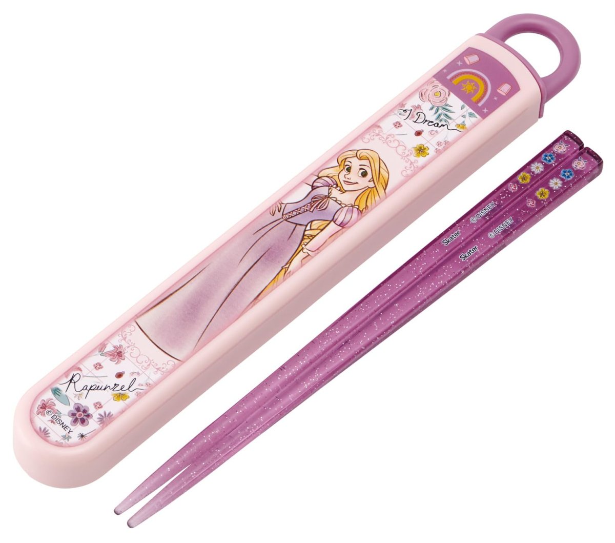 画像1: スケーター（Ｓｋａｔｅｒ） 箸 箸箱 セット 子供用 お弁当 １６．５ｃｍ 日本製 食洗機対応 スライド式 ディズニー 塔の上のラプンツェル ２６ 女の子 ＡＢＳ２ＡＭ?Ａ (1)