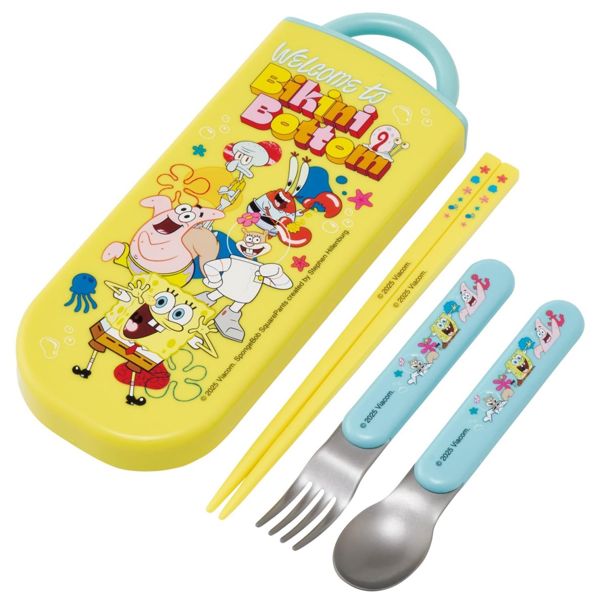 画像1: スケーター（Ｓｋａｔｅｒ） 弁当用箸 子供用 トリオセット 箸 スプーン フォーク １６．５ｃｍ スポンジ・ボブ 男の子 女の子 ＴＡＣＣ２?Ａ (1)