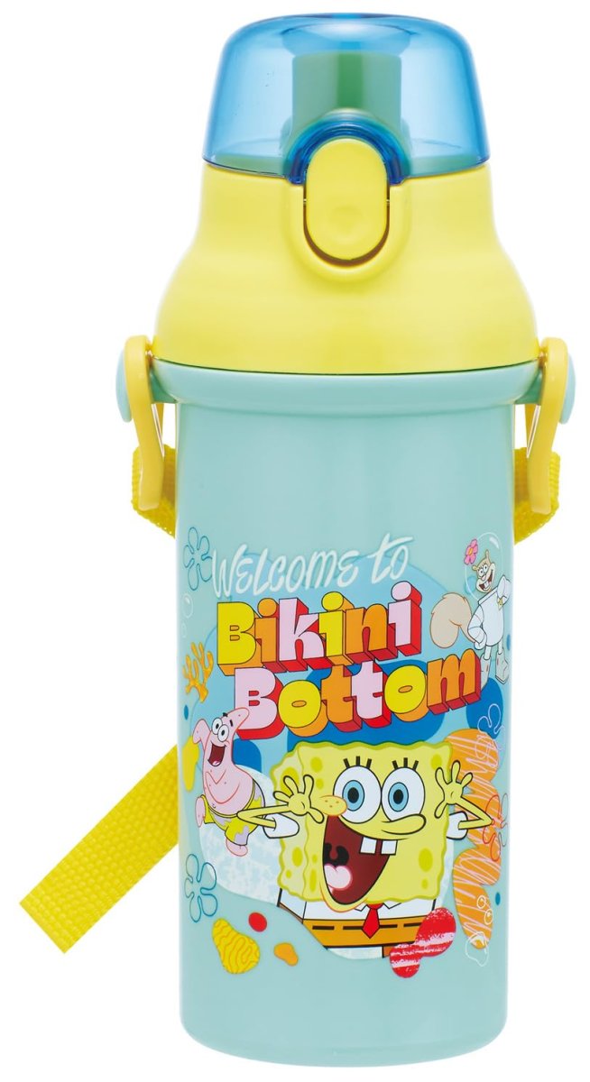 画像1: スケーター（ｓｋａｔｅｒ） 子供用 直飲み 水筒 プラスチック ４８０ｍｌ ワンプッシュ開閉 食洗機対応 日本製 スポンジ・ボブ 男の子 女の子 ＰＳＢ５ＳＡＮ?Ａ (1)