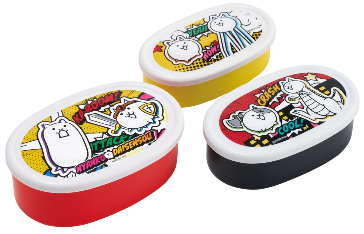 画像1: スケーター（Ｓｋａｔｅｒ） 弁当箱 ランチボックス シール容器 保存容器 ３個セット 日本製 にゃんこ大戦争 ２６ ＳＲＳ３Ｓ?Ａ (1)