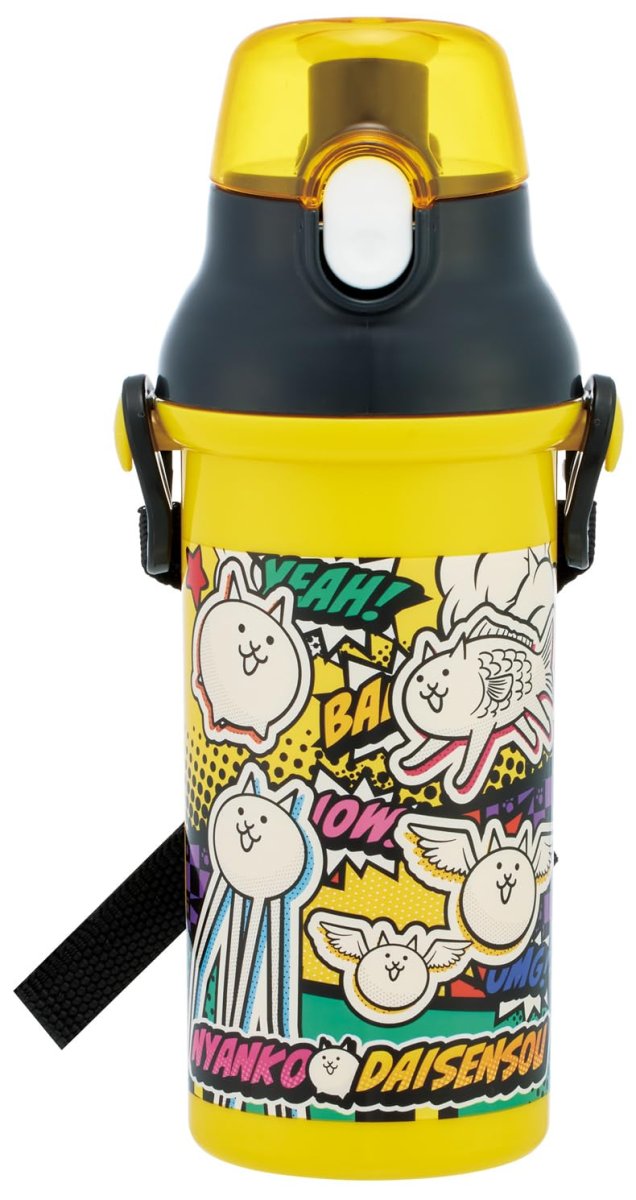 画像1: スケーター（ｓｋａｔｅｒ） 子供用 直飲み 水筒 プラスチック ４８０ｍｌ ワンプッシュ開閉 食洗機対応 日本製 にゃんこ大戦争 ２６ 男の子 女の子 ＰＳＢ５ＳＡＮ?Ａ (1)
