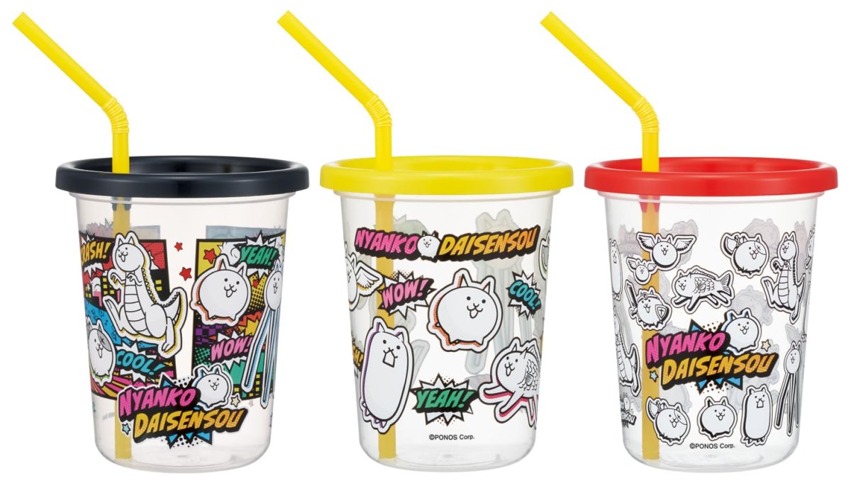 画像1: スケーター（Ｓｋａｔｅｒ） ストロー付 タンブラー ３２０ｍｌ ３個 セット 日本製 にゃんこ大戦争 ２６ ＳＩＨ３ＳＴ?Ａ (1)