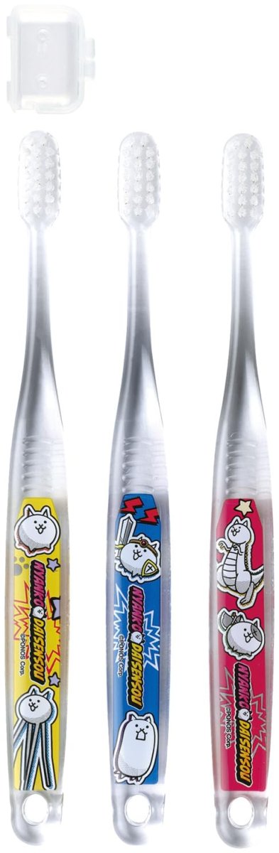 画像1: スケーター（Ｓｋａｔｅｒ） 歯ブラシ 小学生 ６?１２才 やわらかめ クリア １５．５ｃｍ ３本 にゃんこ大戦争 ２６ 男の子 女の子 ＴＢＣＲ６Ｔ?Ａ (1)