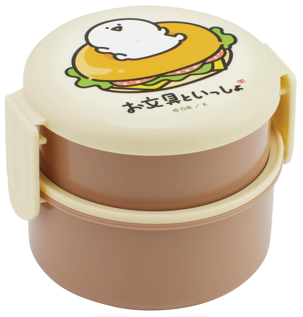 画像1: スケーター（Ｓｋａｔｅｒ） 弁当箱 丸型 ランチボックス ５００ｍｌ ２段 フォーク付 日本製 お文具といっしょ ２６ ＯＮＷＲ１?Ａ (1)