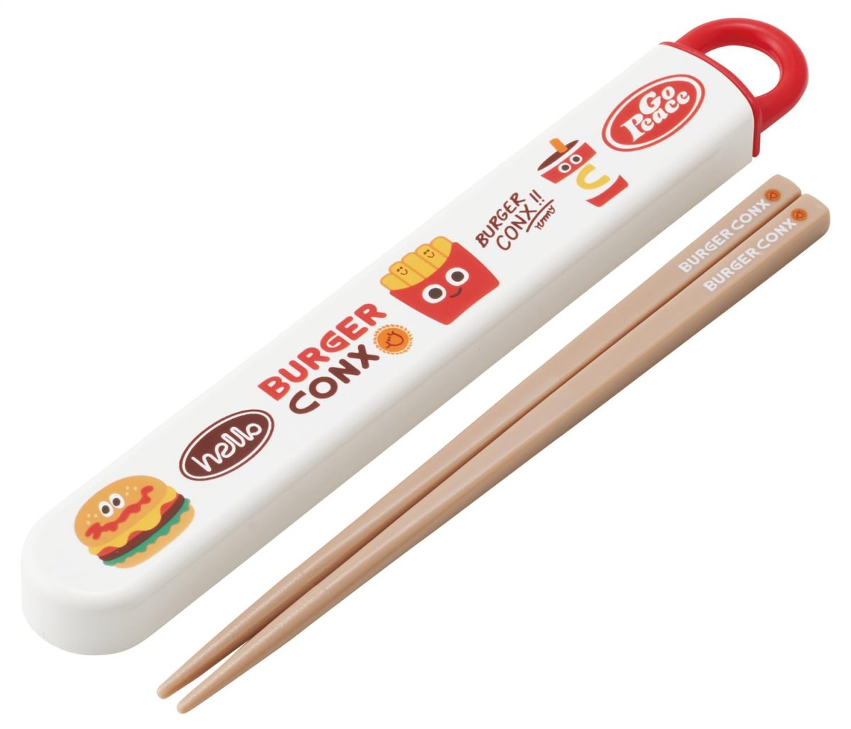 画像1: スケーター（Ｓｋａｔｅｒ） 箸 箸箱 セット 子供用 お弁当 １６．５ｃｍ 日本製 食洗機対応 スライド式 バーガーコンクス ハロー 男の子 女の子 ＡＢＳ２ＡＭ?Ａ (1)