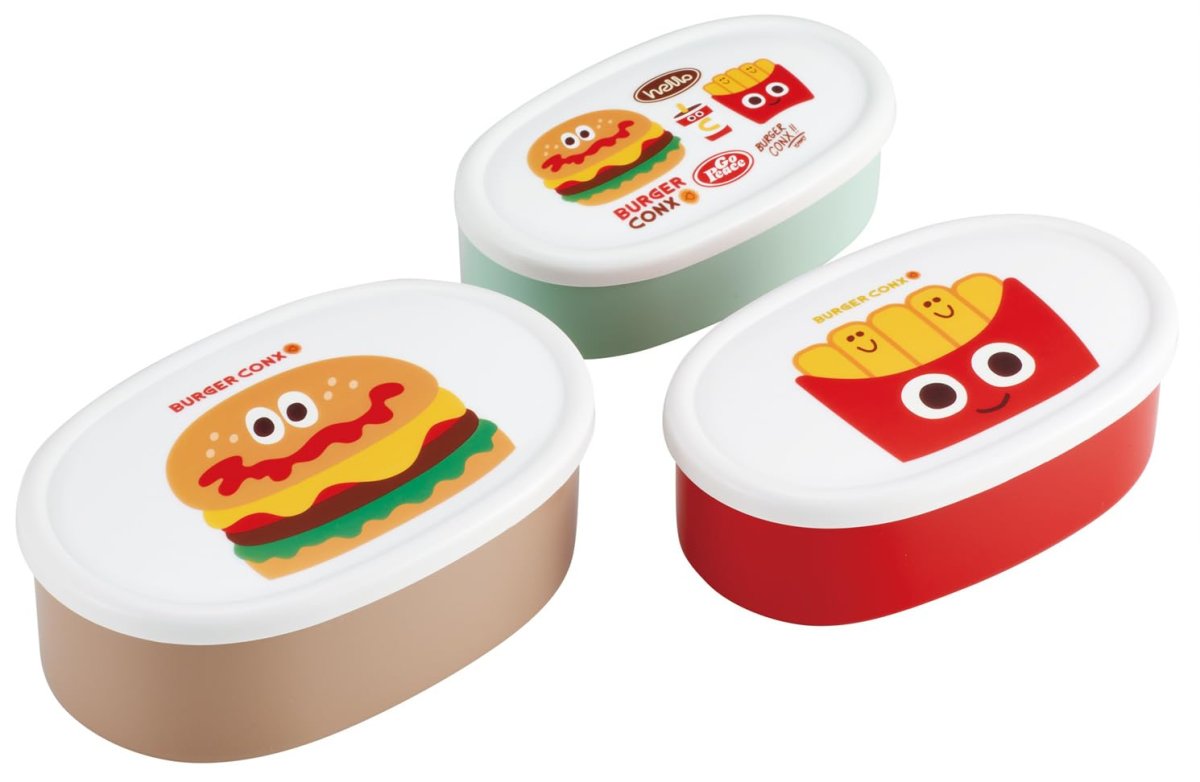 画像1: スケーター（Ｓｋａｔｅｒ） 弁当箱 ランチボックス シール容器 保存容器 ３個セット 日本製 バーガーコンクス ハロー ＳＲＳ３Ｓ?Ａ (1)