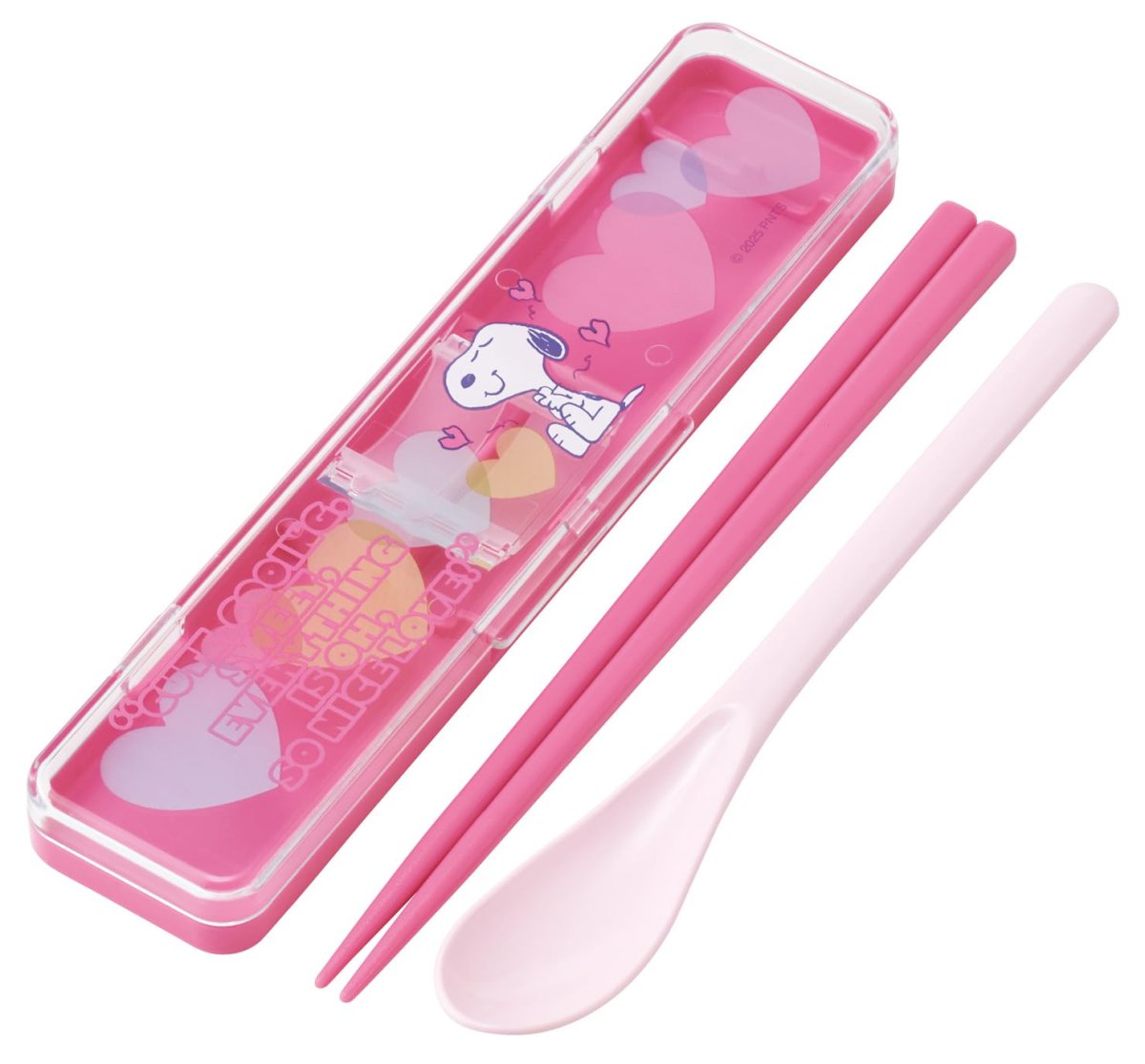 画像1: スケーター（Ｓｋａｔｅｒ） 箸 スプーン セット 弁当 大人用 コンビセット １８ｃｍ カチャカチャ鳴らない 日本製 スヌーピー クリアハート ピンク ＣＣＳ３ＳＡ?Ａ (1)