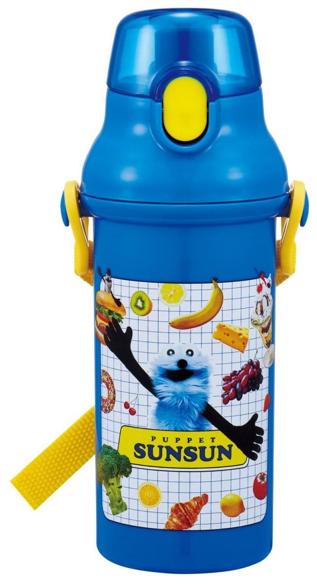 画像1: スケーター（ｓｋａｔｅｒ） 子供用 直飲み 水筒 プラスチック ４８０ｍｌ ワンプッシュ開閉 食洗機対応 日本製 パペットスンスン 男の子 女の子 ＰＳＢ５ＳＡＮ?Ａ (1)