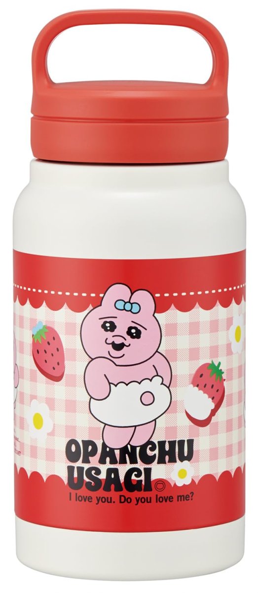 画像1: スケーター（Ｓｋａｔｅｒ） 保温 保冷 ステンレス マグボトル ３５０ｍｌ スクリューハンドル付 おぱんちゅうさぎ いちご ＳＴＳＣ４?Ａ (1)